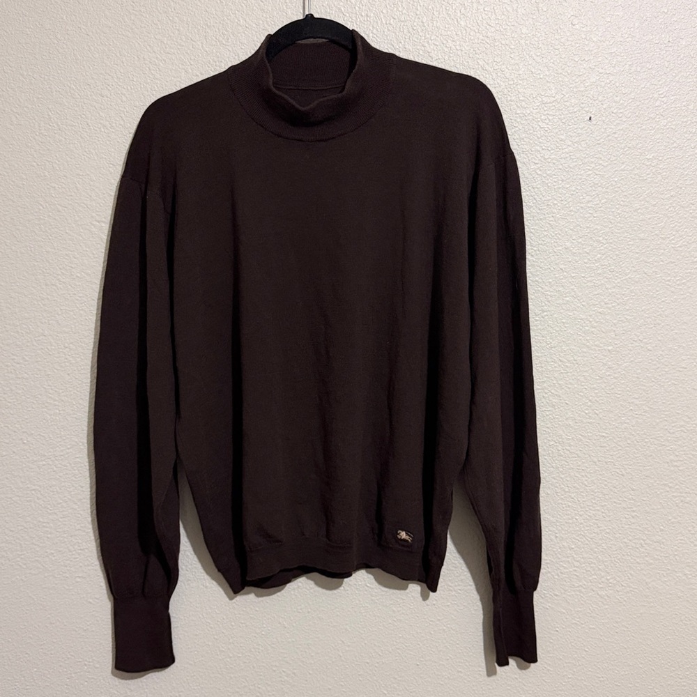 Burberry High Neck 100% Pure New Wool Lightweight Sweater Classic Versatile